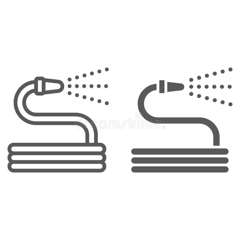 Ligne de tuyau d'arrosage et icône de glyph, cultivant illustration stock Ligne de tuyau d'arrosage et icône de glyph, cultivant illustration stock