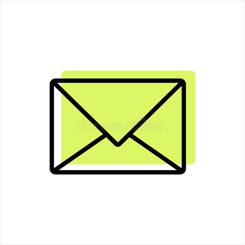 Ligne email d'icône avec l'élément jaune illustration stock Ligne email d'icône avec l'élément jaune illustration stock