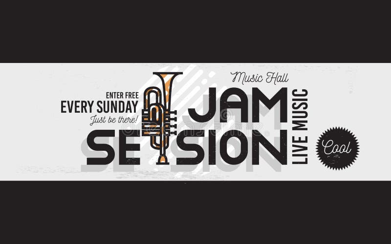 Jam Session Minimalistic Cool Line Art Event Music Website Cover Image. Vector Design. Trumpet Icon. Jam Session Minimalistic Cool Line Art Event Music Website Cover Image. Vector Design. Trumpet Icon.