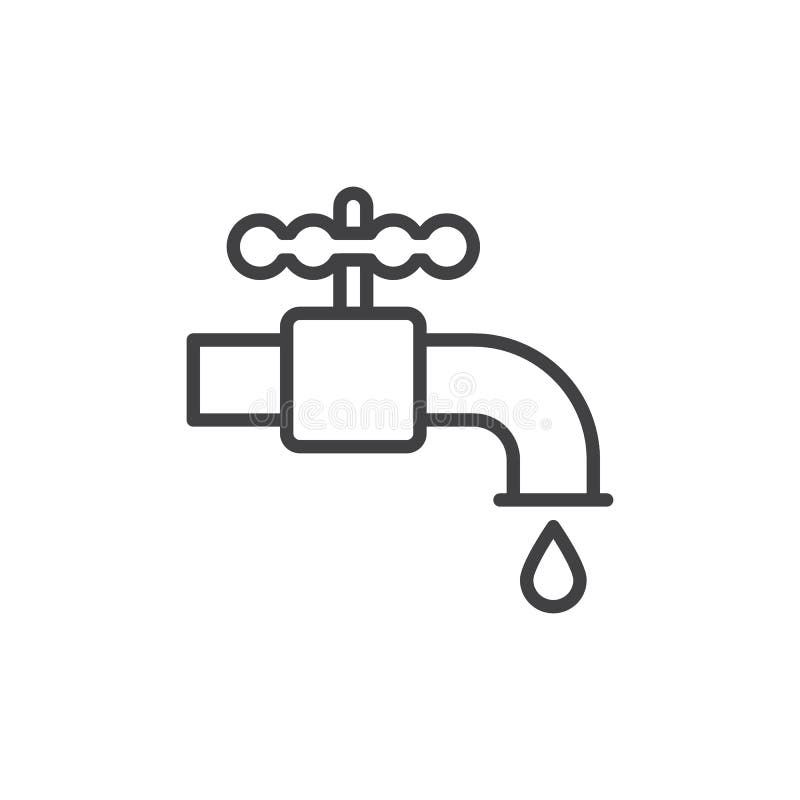 Ligne icône, signe de vecteur d'ensemble, pictogramme linéaire de robinet d'eau de tuyauterie de style d'isolement sur le blanc illustration libre de droits Ligne icône, signe de vecteur d'ensemble, pictogramme linéaire de robinet d'eau de tuyauterie de style d'isolement sur le blanc illustration libre de droits