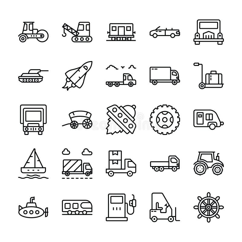 Ligne ic?nes de transport r?gl?es illustration de vecteur Ligne ic?nes de transport r?gl?es illustration de vecteur