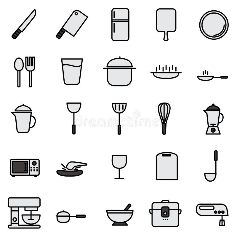 Ligne icône de cuisine réglée avec l'icône simple illustration libre de droits Ligne icône de cuisine réglée avec l'icône simple illustration libre de droits
