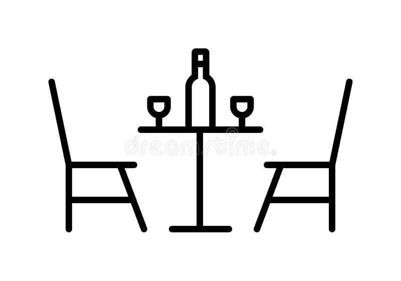 Simple vector filled flat in Dining table with wine glass line icon solid black pictogram isolated on white background. Simple vector filled flat in Dining table with wine glass line icon solid black pictogram isolated on white background