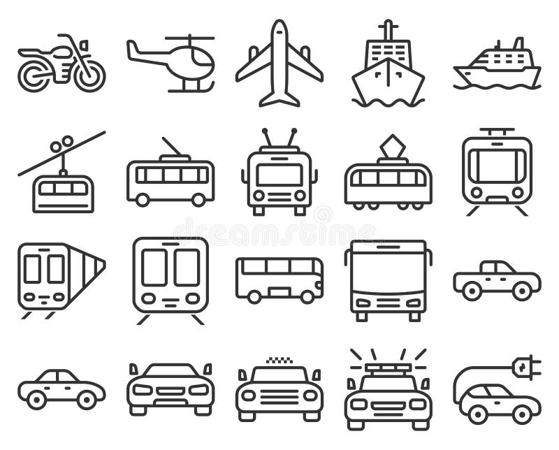 Ligne icônes de transport illustration libre de droits Ligne icônes de transport illustration libre de droits