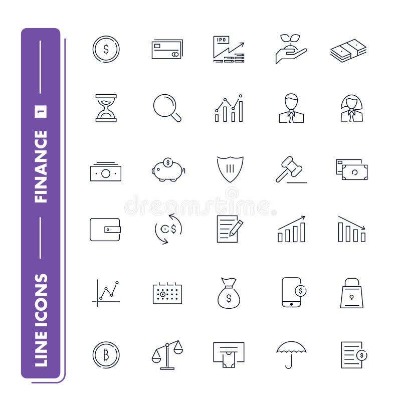 Line icons set. Finance pack 1. Vector illustration with money for banking, investment and transactions. Line icons set. Finance pack 1. Vector illustration with money for banking, investment and transactions