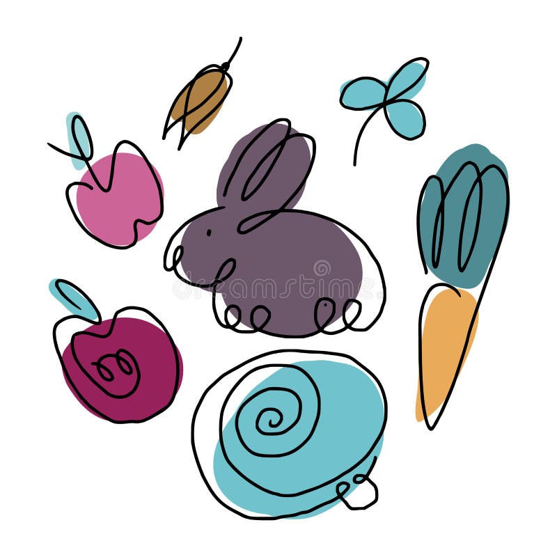 Lapin avec le chou illustration de vecteur. Illustration du lame  18734130