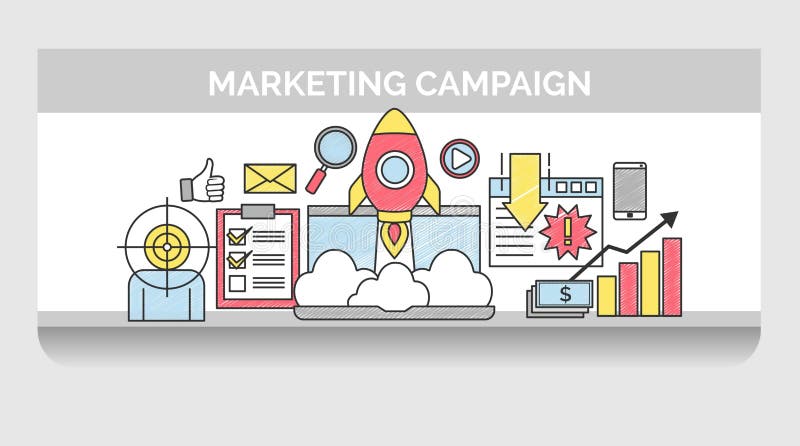 Ligne mince icônes pour la campagne de marketing d'Internet illustration de vecteur Ligne mince icônes pour la campagne de marketing d'Internet illustration de vecteur