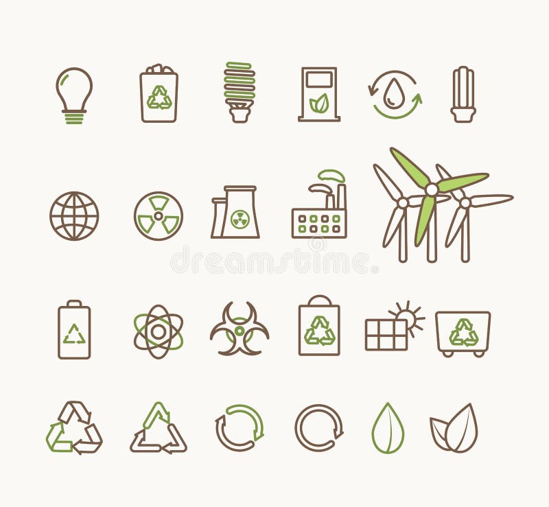 Ligne mince icônes écologiques de vecteur réglées Icônes pour ambiant, réutilisant, énergie renouvelable, nature illustration de vecteur Ligne mince icônes écologiques de vecteur réglées Icônes pour ambiant, réutilisant, énergie renouvelable, nature illustration de vecteur