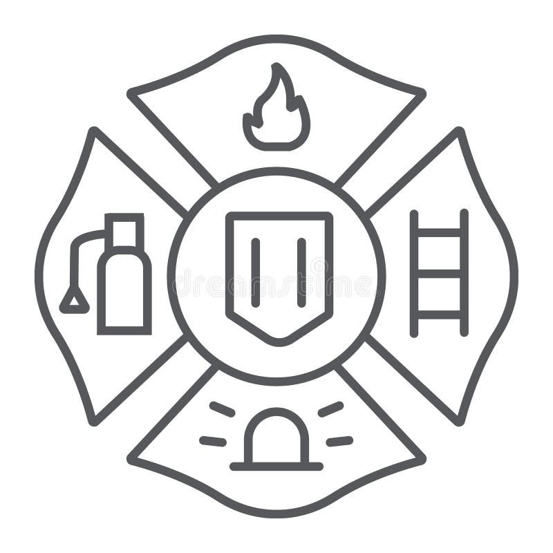 Ligne mince icône d'emblème du feu, symbole et sapeur-pompier, signe d'insigne du feu, graphiques de vecteur, un modèle linéaire illustration de vecteur Ligne mince icône d'emblème du feu, symbole et sapeur-pompier, signe d'insigne du feu, graphiques de vecteur, un modèle linéaire illustration de vecteur