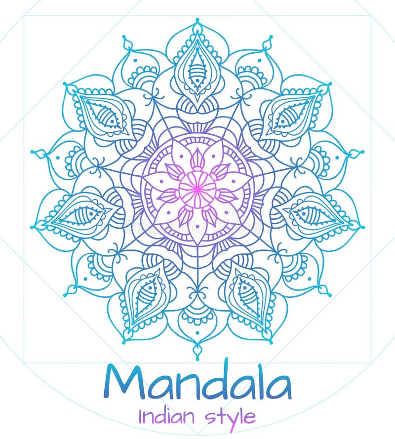 Ligne mince style de mandala d'Indien illustration stock Ligne mince style de mandala d'Indien illustration stock