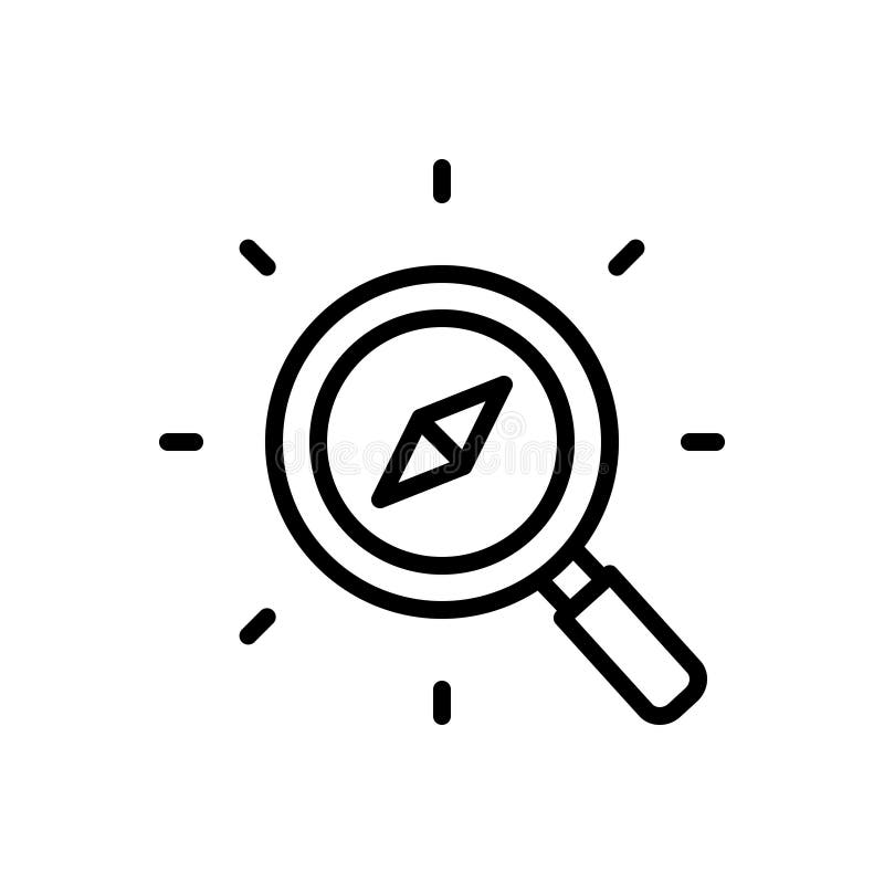 Ligne noire icône pour Discover, la recherche et la boussole illustration stock Ligne noire icône pour Discover, la recherche et la boussole illustration stock