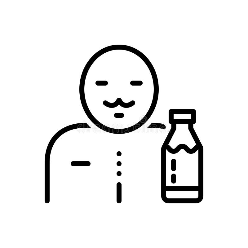 Ligne noire icône pour le laitier, le lait et la bouteille illustration de vecteur Ligne noire icône pour le laitier, le lait et la bouteille illustration de vecteur