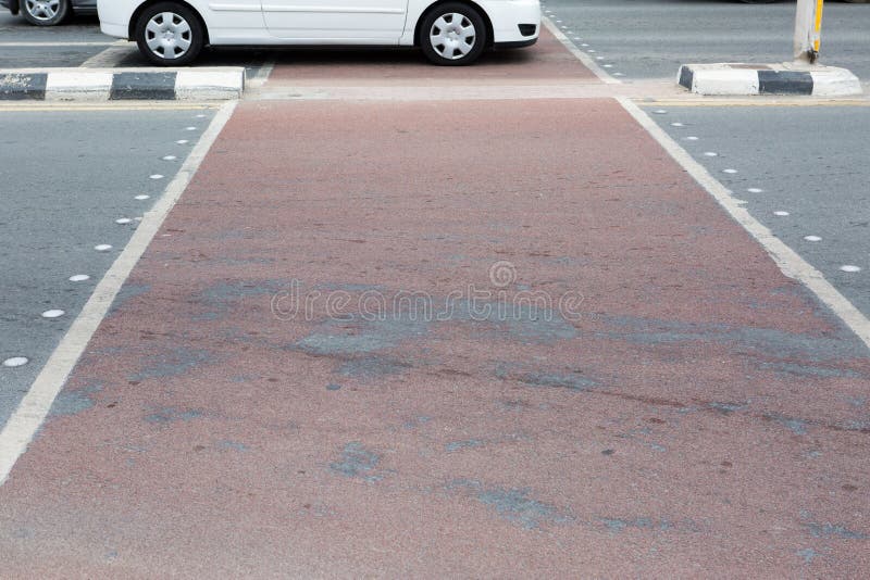 Wethered crosswalk red line background. Wethered crosswalk red line background