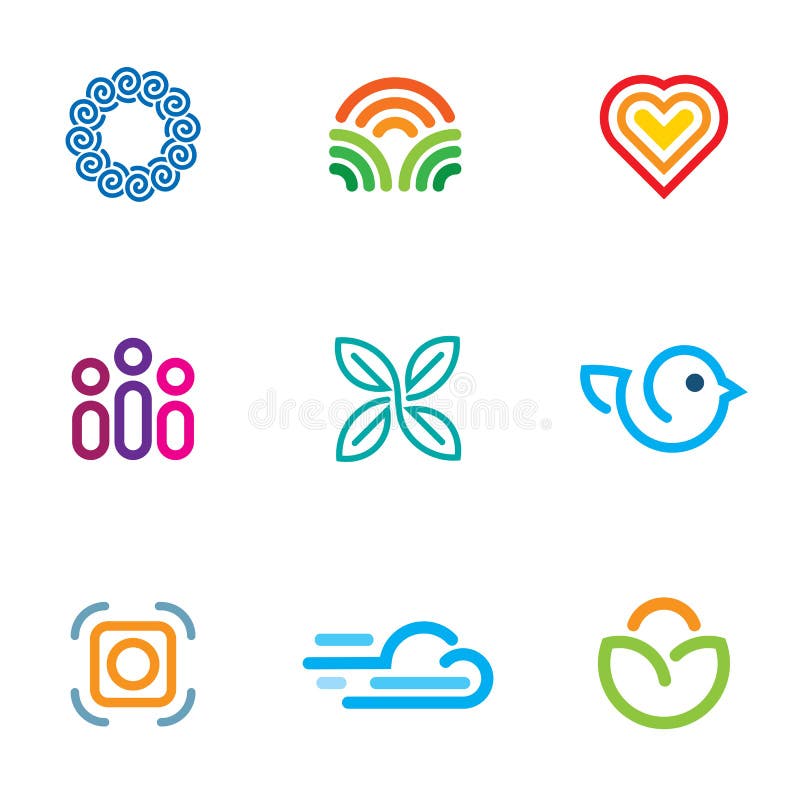 Ligne simple ensemble rapide d'icône de téléchargement de la communauté de logo de forum de blog illustration libre de droits Ligne simple ensemble rapide d'icône de téléchargement de la communauté de logo de forum de blog illustration libre de droits