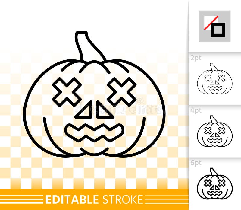 Ligne simple icône de lanterne de Jack O de potiron de Halloween illustration stock Ligne simple icône de lanterne de Jack O de potiron de Halloween illustration stock