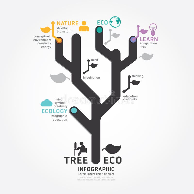 Ligne style de diagramme de conception d'arbre de vecteur d'Infographics illustration stock Ligne style de diagramme de conception d'arbre de vecteur d'Infographics illustration stock
