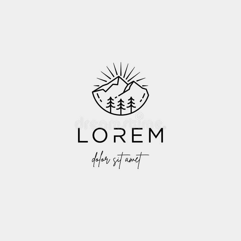 Ligne symbole de Logo Vector de montagne de paysage de conception illustration stock Ligne symbole de Logo Vector de montagne de paysage de conception illustration stock
