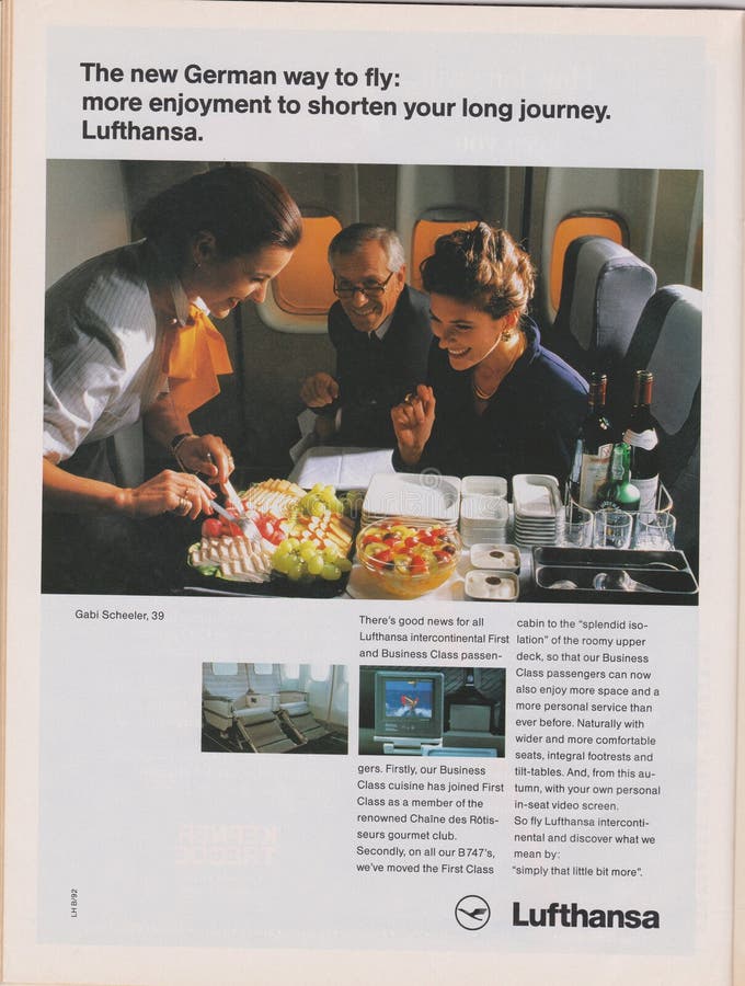 Lignes aériennes de Lufthansa de publicité par affichage en magazine à partir de 1992, la nouvelle manière allemande de piloter l photo libre de droits Lignes aériennes de Lufthansa de publicité par affichage en magazine à partir de 1992, la nouvelle manière allemande de piloter l photo libre de droits