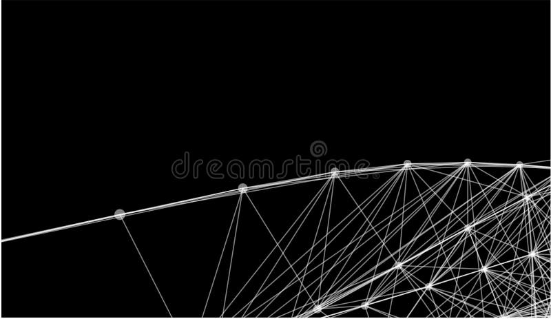 Lignes et grille futuristes abstraites de points Web s'entrelaçant, un réseau des cordes, un x noir et blanc géométrique peu comm illustration stock Lignes et grille futuristes abstraites de points Web s'entrelaçant, un réseau des cordes, un x noir et blanc géométrique peu comm illustration stock