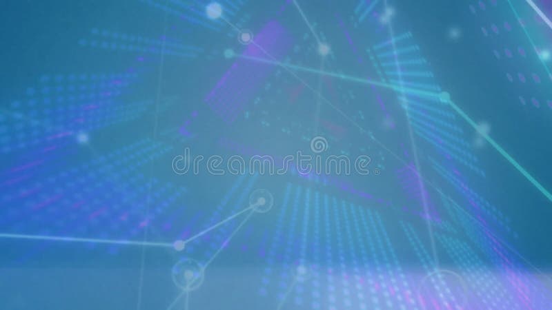 Lignes et points lumineux formant un réseau d'animation numérique sur fond bleu illustration libre de droits