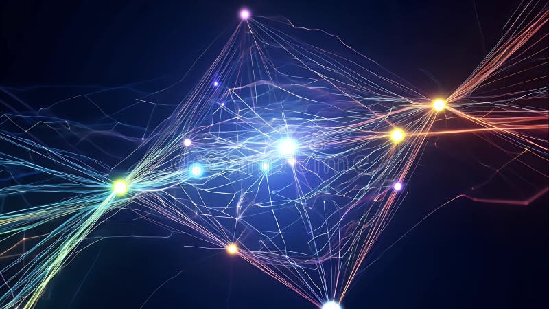 Lignes lumineuses abstraites formant des modèles de réseau neuronal illustration de vecteur