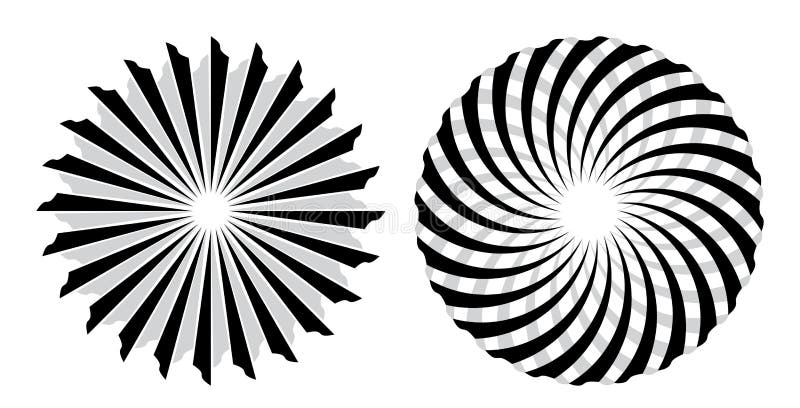 Lignes radiales abstraites comme servomoteur ou ventilateur. Illusion d'icône du soleil