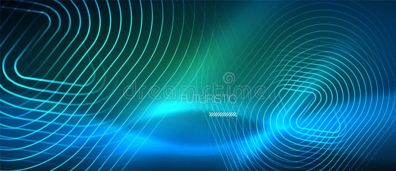 Lignes rougeoyantes au néon de techno, calibre abstrait futuriste de pointe de fond avec des formes géométriques illustration libre de droits Lignes rougeoyantes au néon de techno, calibre abstrait futuriste de pointe de fond avec des formes géométriques illustration libre de droits