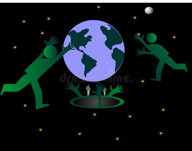 Ligue à terra lentamente o naufrágio no abismo universal? ilustração do vetor Ligue à terra lentamente o naufrágio no abismo universal? ilustração do vetor