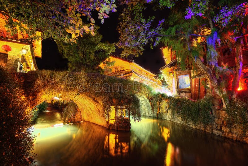 Lijiang przy nocą zdjęcie stock