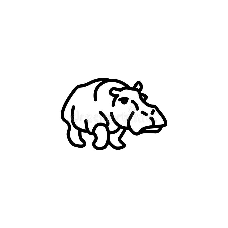 Lijnpictogram Hippo; wilde dieren vector illustratie