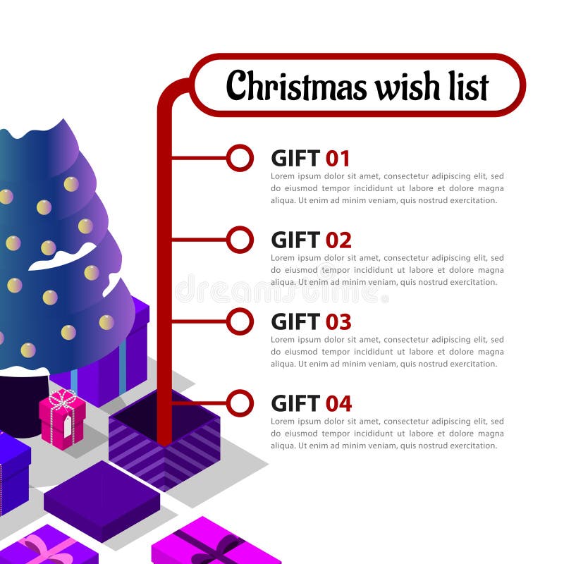 Lijst met kerstwensen voor santa - sjabloon. vector vector illustratie