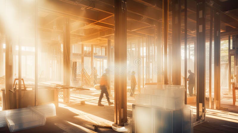 Like blurred building construction interior stock illustration