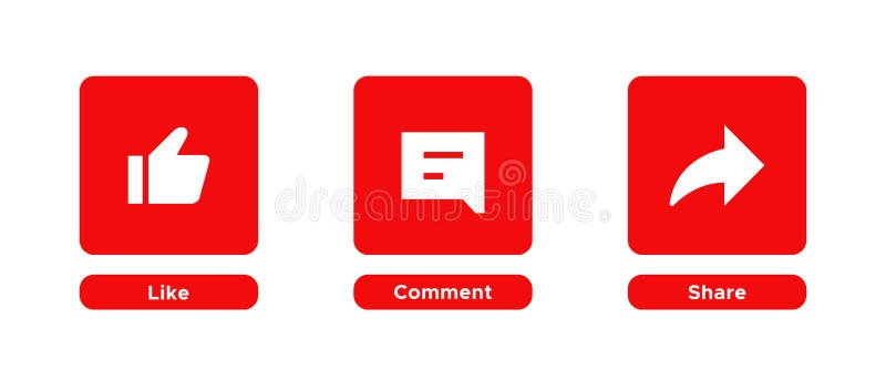 Like, Comment, and Share Button Icon Vector for Channel Streaming Video vector illustration