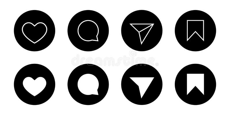 Like, Comment, Share and Save in Flat Design. Button Icon Set of Social ...