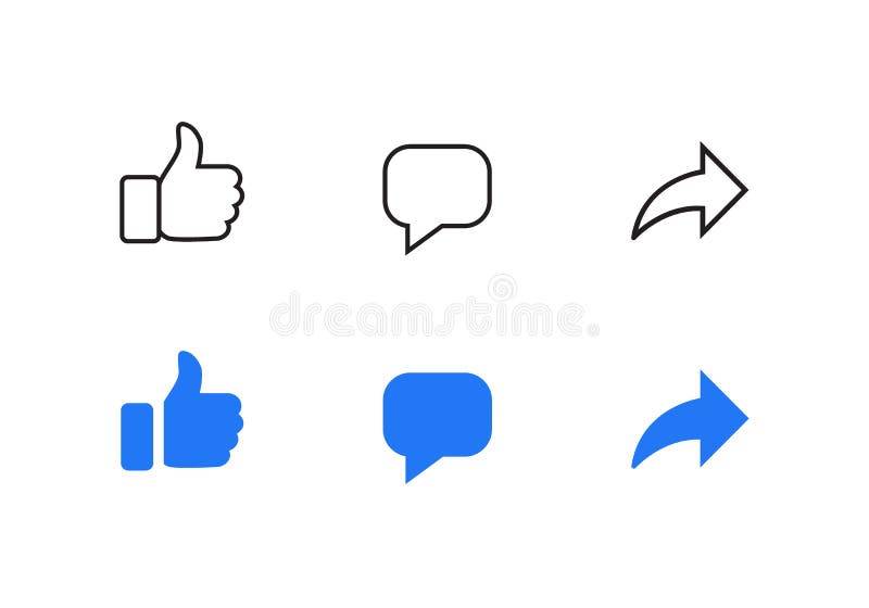 Facebook Like, Comment, and Share Icon Vector. Social Media Elements ...