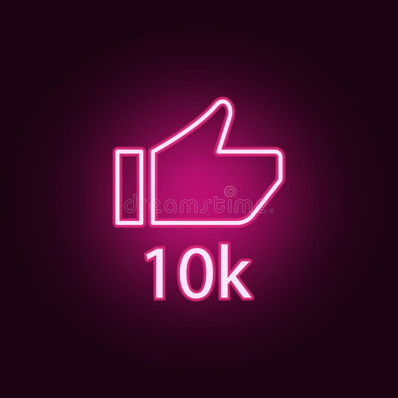 Like 10k neon icon. Elements of online and web set. Simple icon for websites, web design, mobile app, info graphics royalty free illustration