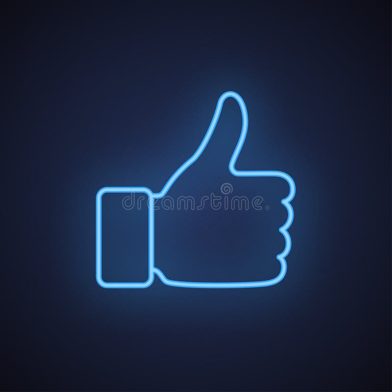 Like Neon Blue Line Icon Glowing Sign Logo Vector Stock Vector Illustration Of Like Night