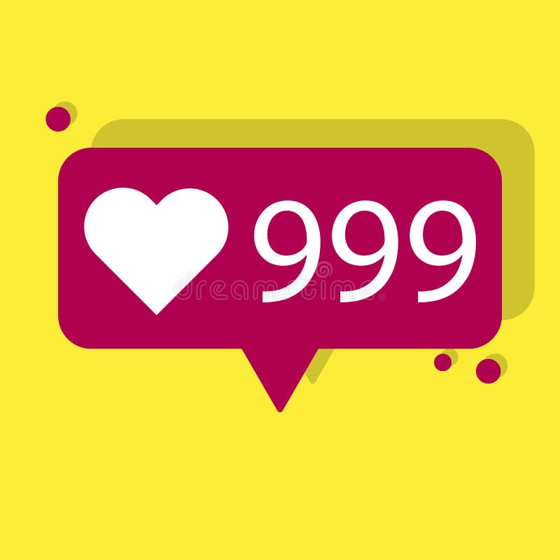 999 Likes Heart in Modern Style. Message Notification. Heart Print
