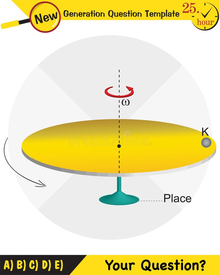 Physics, Uniform circular motion with changing position and velocity vectors and angles, Next generation question template, exam question, eps. Physics, Uniform circular motion with changing position and velocity vectors and angles, Next generation question template, exam question, eps