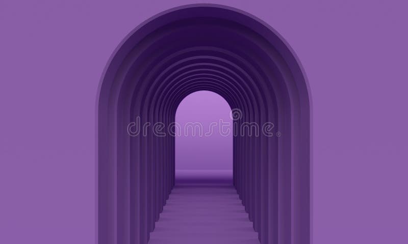 Lilac abstract background with arch. 3d rendering royalty free illustration