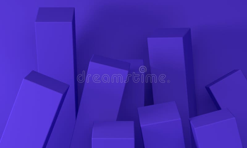 Lilac abstract background with falling rectangles podiums. 3d rendering vector illustration