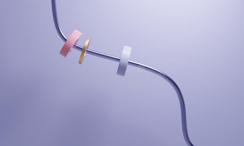 Lilac abstract background with metal wire. 3d rendering stock illustration