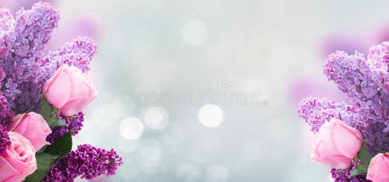 Lilac bloemen met rozen