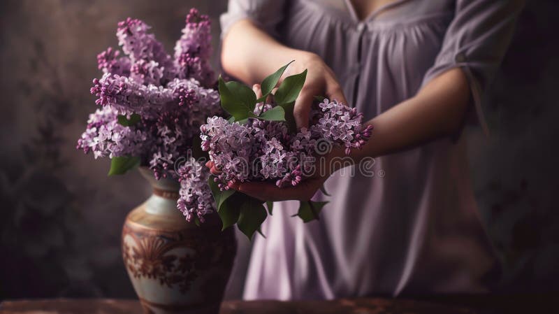 Lilac bloom som en symbol för fred, känslomässig balans och mjuk uppvaknande. arkivbild