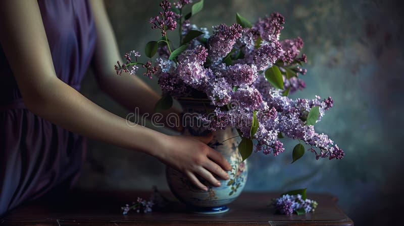 Lilac bloom som en symbol för fred, känslomässig balans och mjuk uppvaknande. royaltyfria bilder