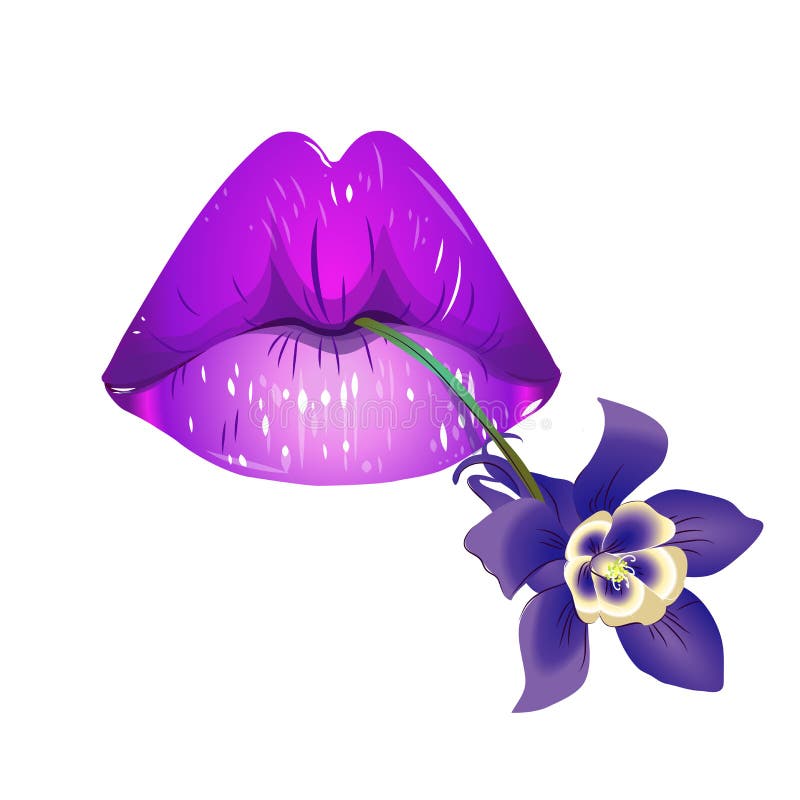 Lips and flower stock vector. Illustration of caucasian 16491439