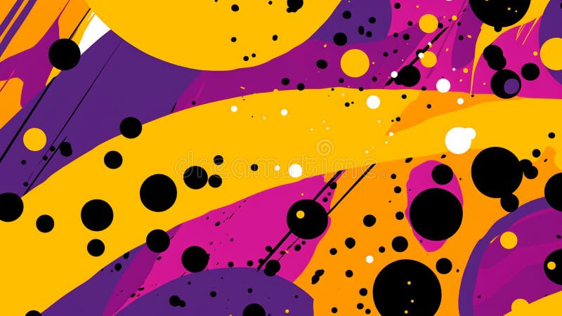 Model de artă retro pop violet și galben-muștar vector illustration