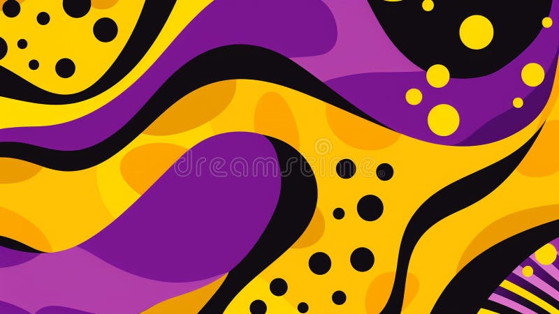 Model de artă retro pop violet și galben-muștar vector illustration