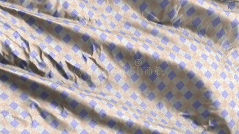 Lilac white peach small diagonal frans checkered patroontextiel fabric slow waing on wind background. weinig schuin