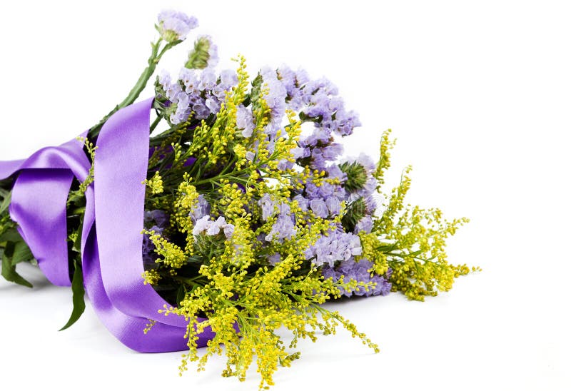 Lilac and yellow flowers stock photo. Image of grow, blue 24646984